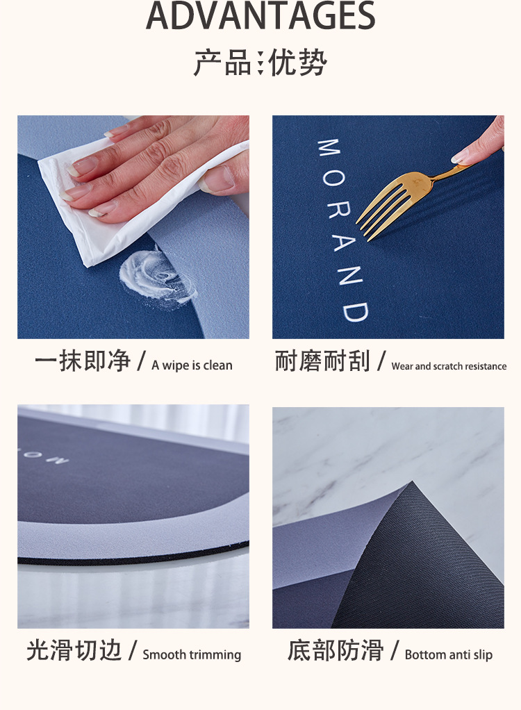 Soft diatom mud water-absorbing anti-slip foot MATS for the bathroom, cute cartoon light luxury entrance, anti-slip floor MATS for the kitchen pic 7
