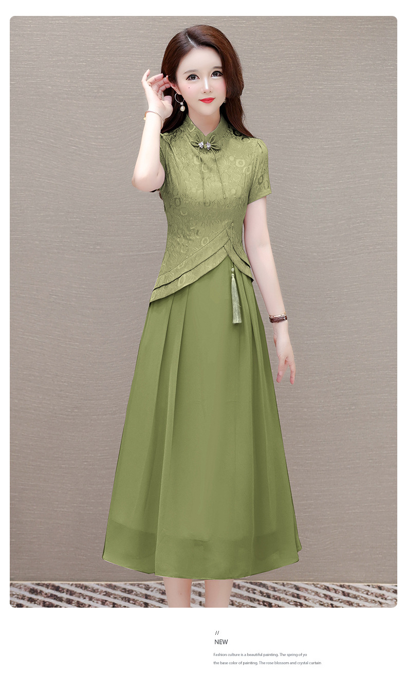 气质时尚印花连衣裙女夏季2024年新款修身洋气女装改良旗袍裙子潮详情22