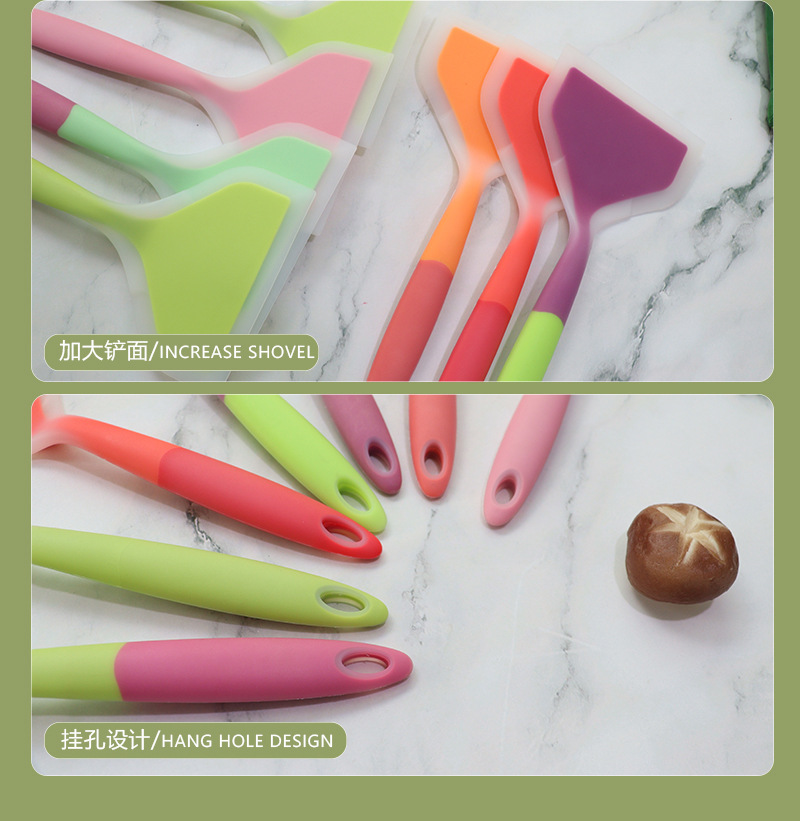 Tamagoyaki silicone spatula, non-stick pan, silicone spatula, double-color handle flat pan, tamagoyaki spatula in stock for wholesale pic 25