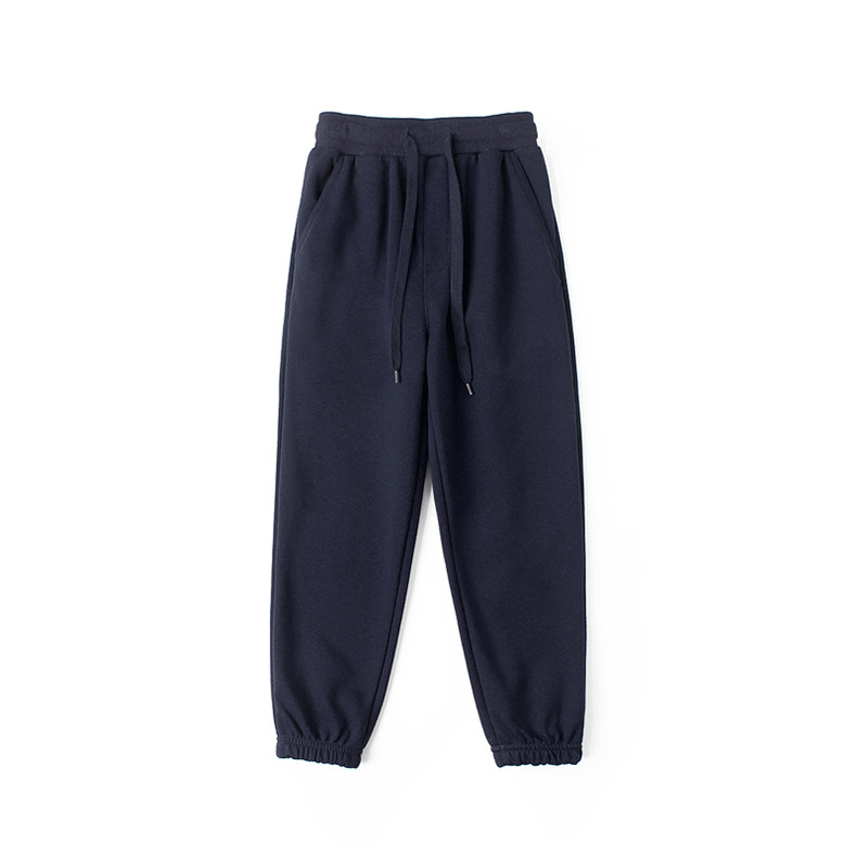 春季韩版新款男童运动长裤 大童纯色加厚毛圈卫裤女童裤子批发详情34