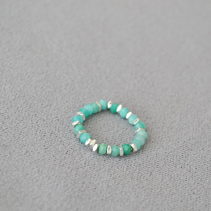 夏日新款复古清凉真石天河石彩色碧玺串珠个性简约弹力戒指食指戒详情11