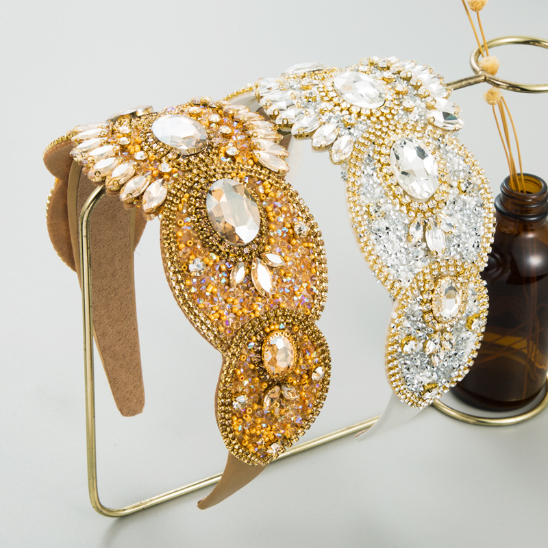 French retro, light luxury, heavy craftsmanship hair bands, high-end feel, rhinestone wide headbands, elegant hair accessories for balls, wholesale and export pic 29