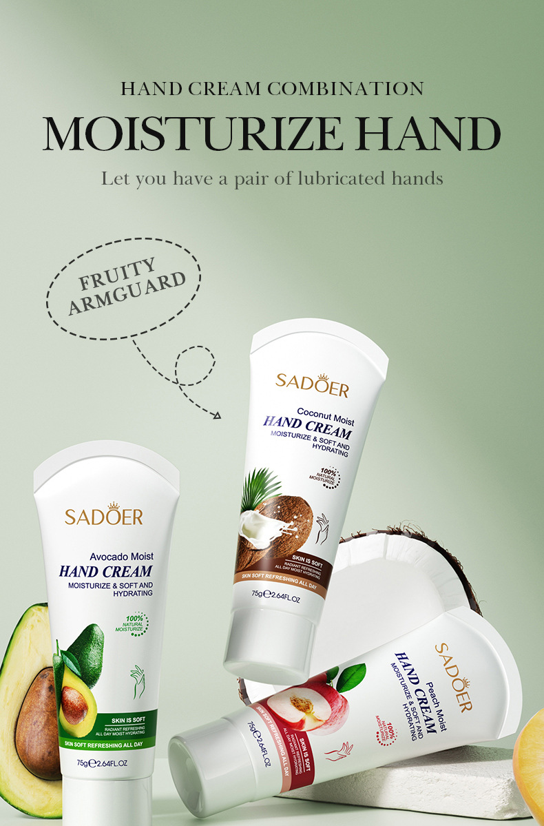 All-english fruit Hand Cream 75g SADOER Avocado Moisturizing Coconut Moisturizing Cross-border Foreign Trade pic 1