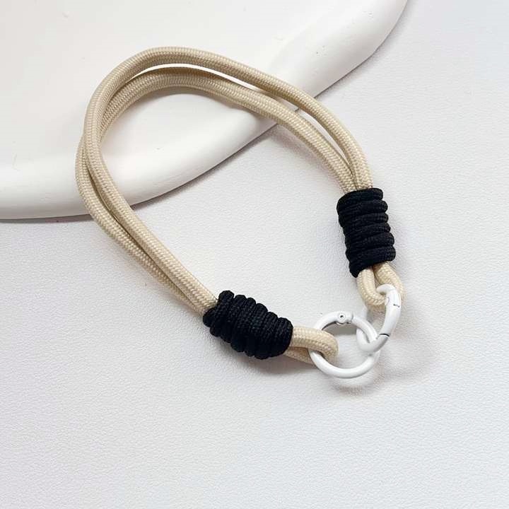 简约ins拼色编织绳短款手机挂绳ccd相机挂件手提挂饰男女腕带双扣详情3