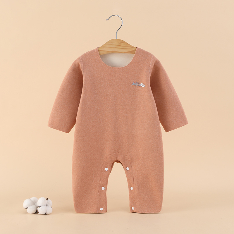 Wholesale of Derong baby one-piece suits for boys and girls, warm clothes for spring and autumn, newborn pajamas, and crawling clothes pic 6