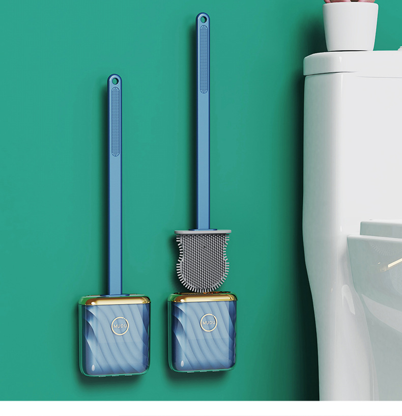 The new popular silicone toilet brush is a perfect tool for cleaning toilets without any blind spots. It is a wall-mounted brush for home bathroom cleaning pic 17