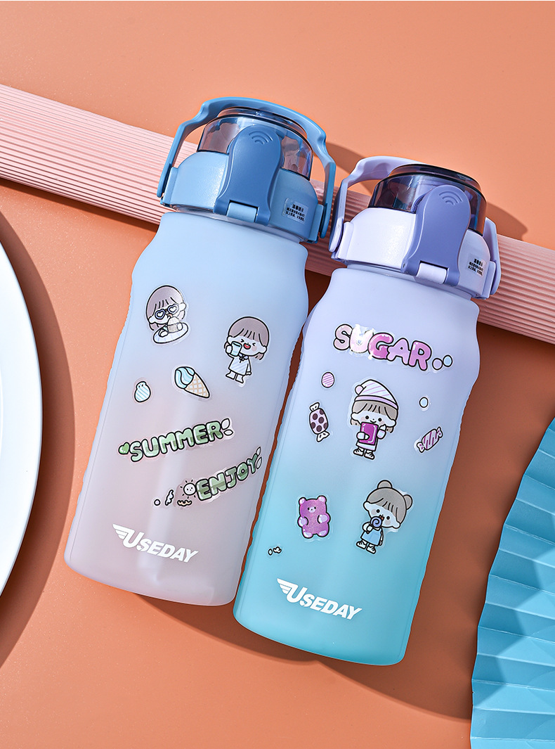 大容量新款水壶水杯大肚太空杯儿童吸管广告礼品水杯防漏塑料杯详情29