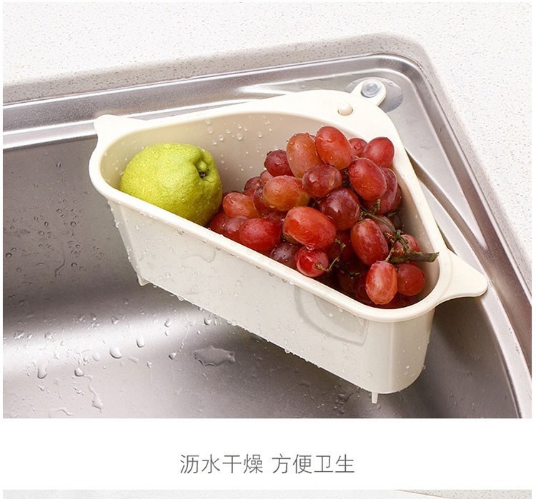 厨房水吸盘式洗菜盆过滤水置物架洗碗池抹布收纳挂篮详情1