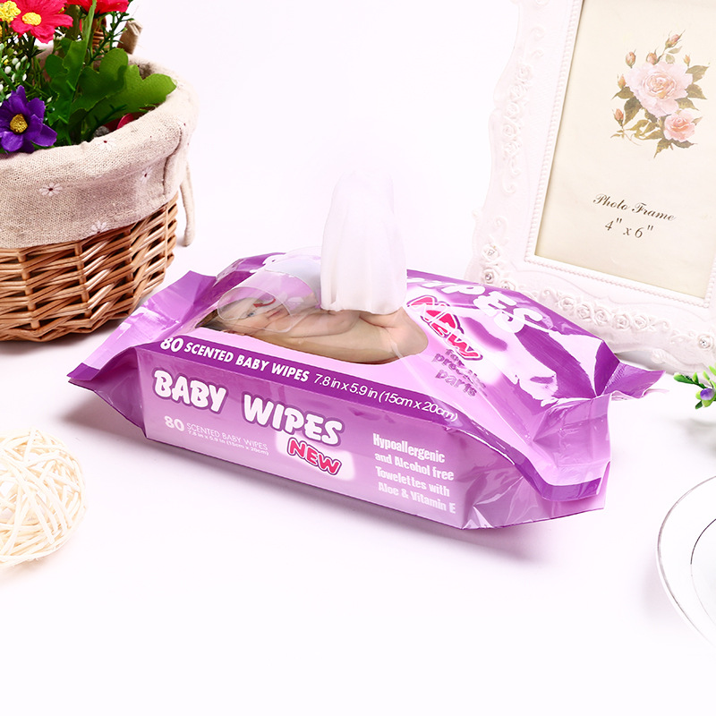 一次性宝宝湿纸巾80抽婴儿湿巾  婴儿手口湿巾擦屁屁清洁湿巾批发详情5