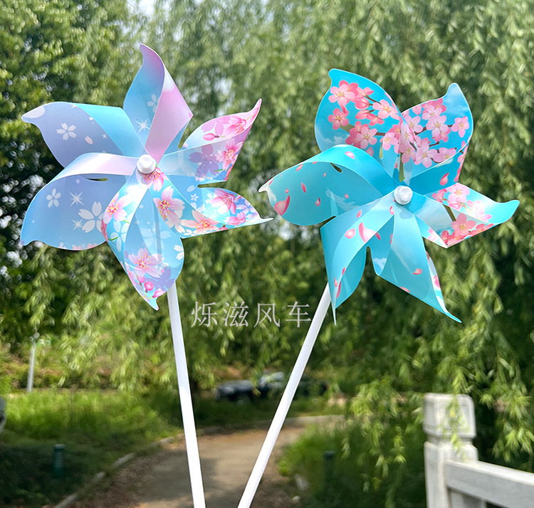 樱花节风车悬挂串批发塑料手持旋转舞蹈道具景区楼盘春天户外装饰详情10