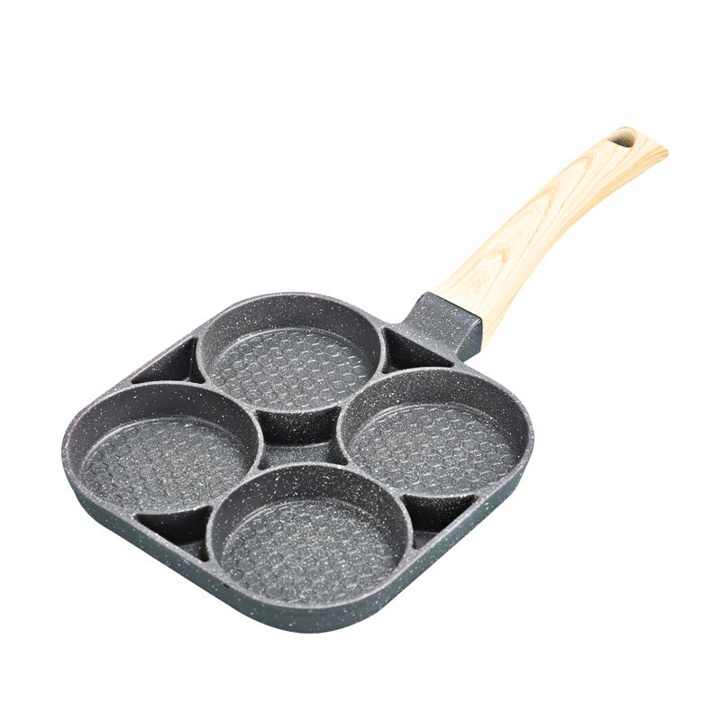 Household tourmaline non-stick egg frying pan, mini egg dumpling pan, hamburger steak, four-hole breakfast pan, induction cooker, small frying pan pic 15
