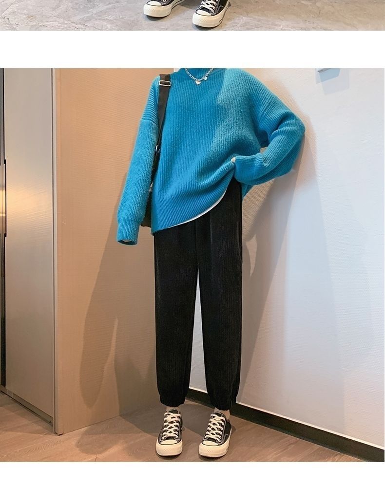 Chenille pantalones de pierna ancha mujer otoño invierno caída sentido nuevo 2022 pantalones de pana mujer slim pierna gruesa mop pants pic 17