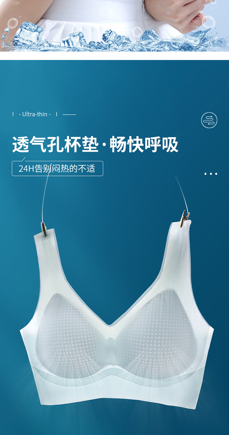 无痕超轻薄款运动内衣女聚拢上托防下垂大胸显小背心式文胸罩夏薄详情2
