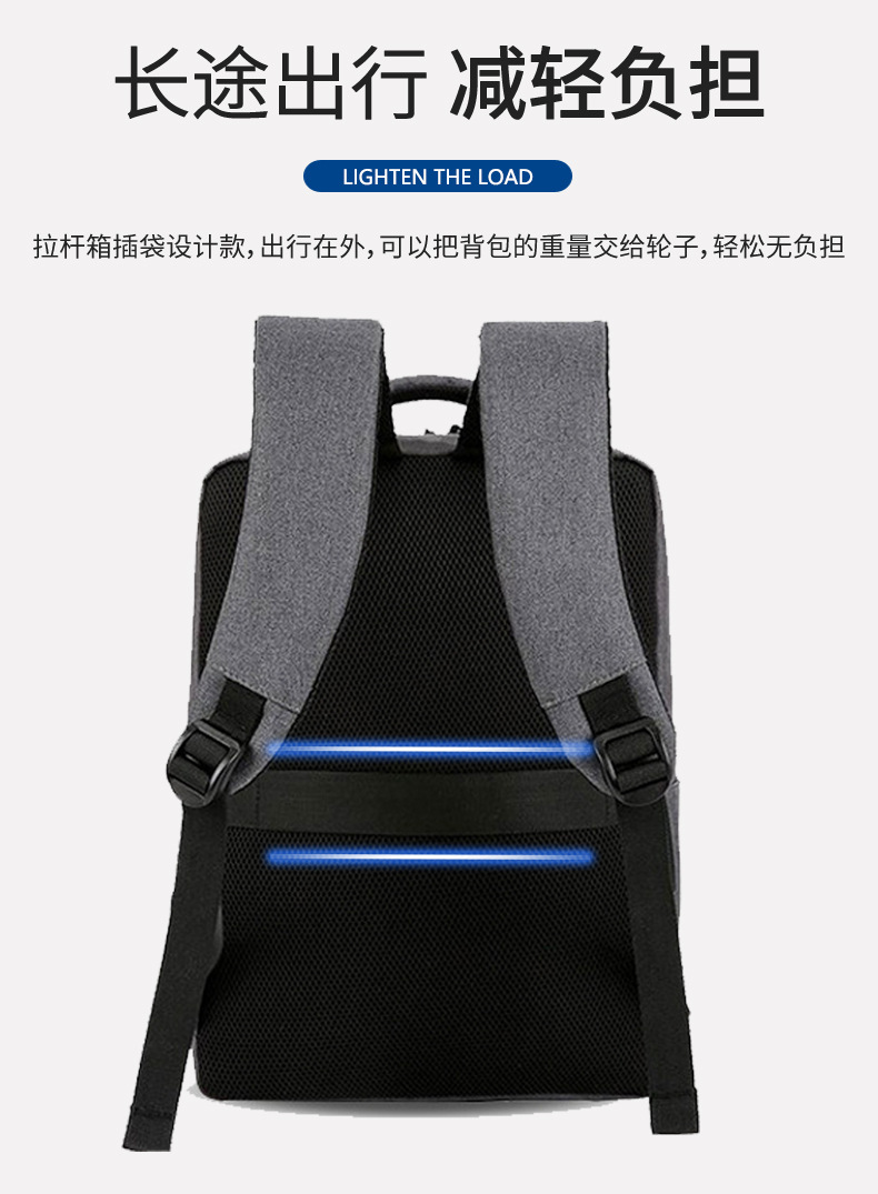 商务防水双肩包男士时尚背包多功能电脑包通勤踏青大容量双肩背包详情11