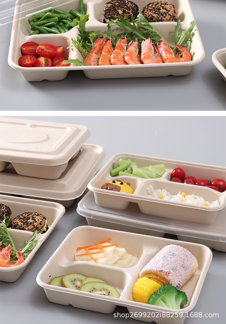 一次性可降解食堂餐盒外卖专属打包盒三格四格五格多格盒学校食堂详情20