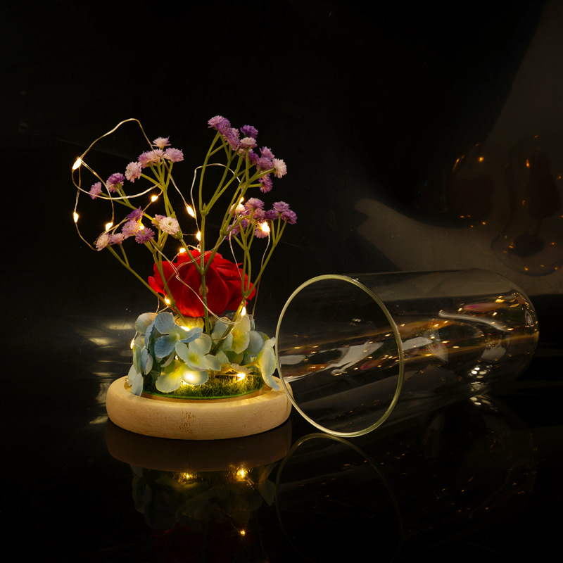 美女与野兽绒布玫瑰花灯玻璃罩灯 永生花小王子玫瑰花情人节礼物详情25
