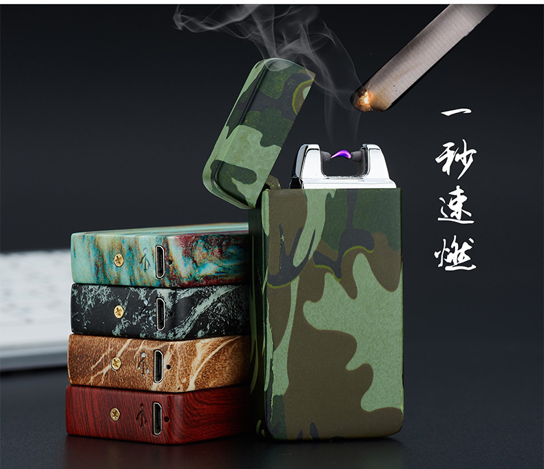 JL605水转印单弧充电打火机usb脉冲打火机个性金属防风电子点烟器详情4