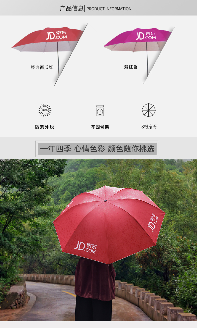 厂家雨伞批发定做广告伞创意图案印字大号折叠伞雨伞定制logo详情3