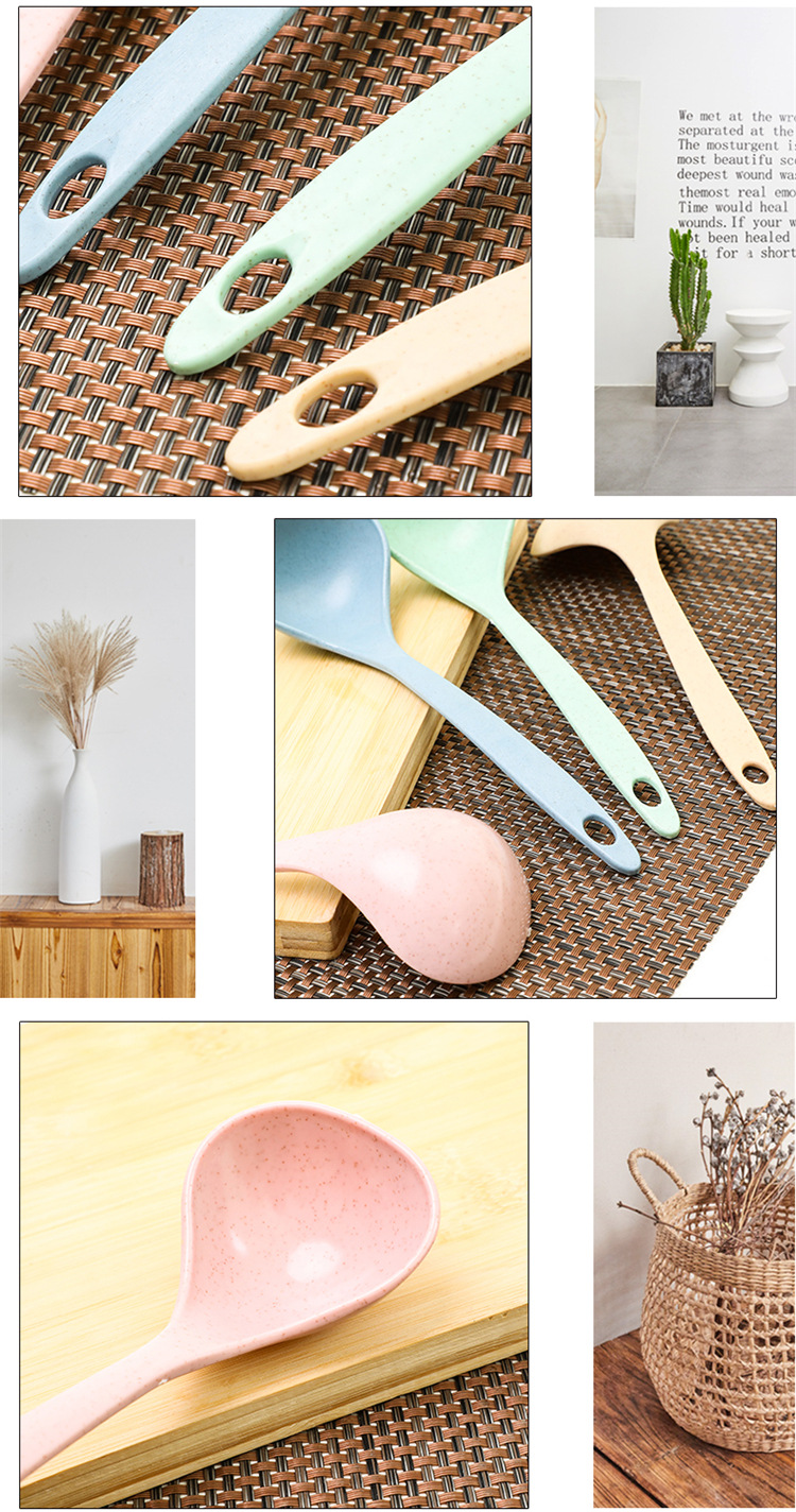 Foreign trade wheat straw soup spoons, household long-handled porridge spoons, kitchen plastic kitchenware, hot pot spoons, large porridge spoons pic 7