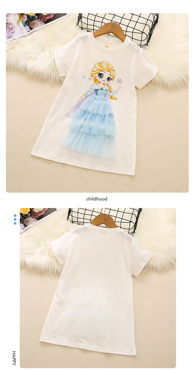 Юбка с короткими рукавами 2022 года для девочек в детском платье 2022 года с короткими рукавами на нижней части юбки с оптовым хлопком pic 9