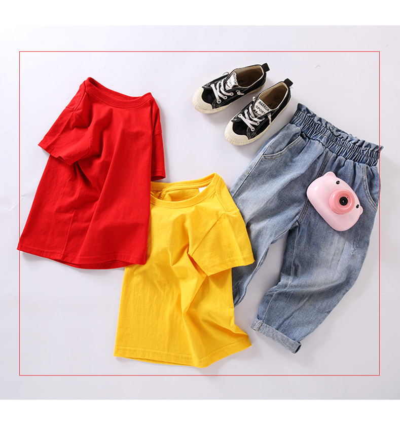 儿童纯棉T恤夏季短袖2023新款时髦中大童男女童上衣体恤童装潮详情14