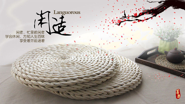 榻榻米坐垫 日式蒲草垫地垫 禅修圆形打坐瑜伽垫藤编蒲团垫子详情12