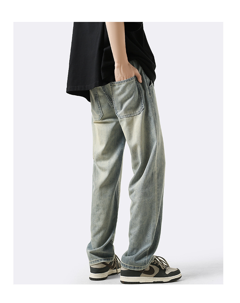 Guangzhou Xintang ultra-thin washed wide-leg elastic waist long pants for men and men, autumn, spring and summer, thin straight leg style pic 17