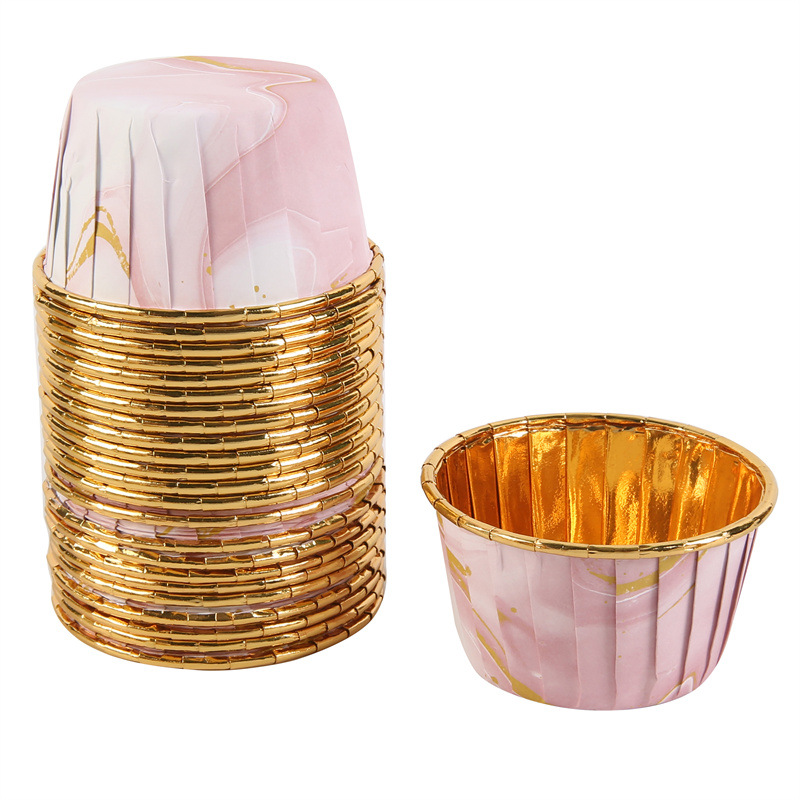 单面金大理石纹蛋糕纸杯耐高温蛋糕专用马芬杯一次性蛋糕纸托详情6