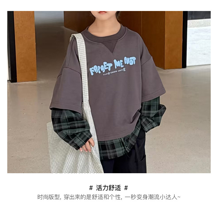Two stylish and trendy Korean-style patchwork fake loose hoodie jackets for children and boys pic 5