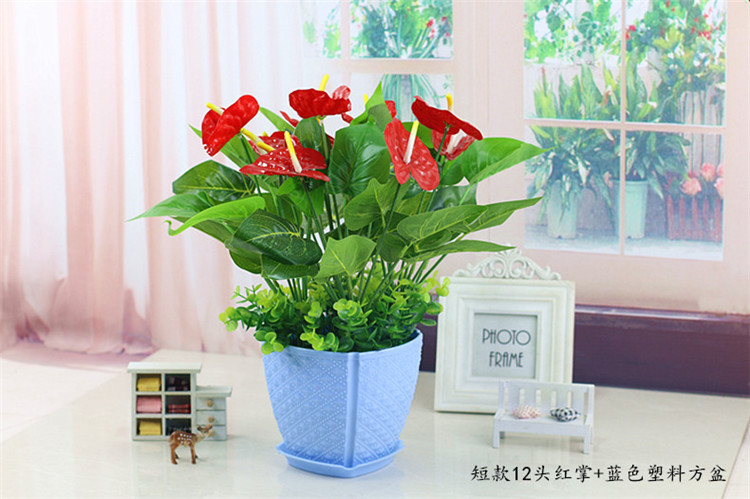 批发绿植红掌假花客厅装饰绿色植物落地塑料假花摆设盆栽绢花盆景详情22