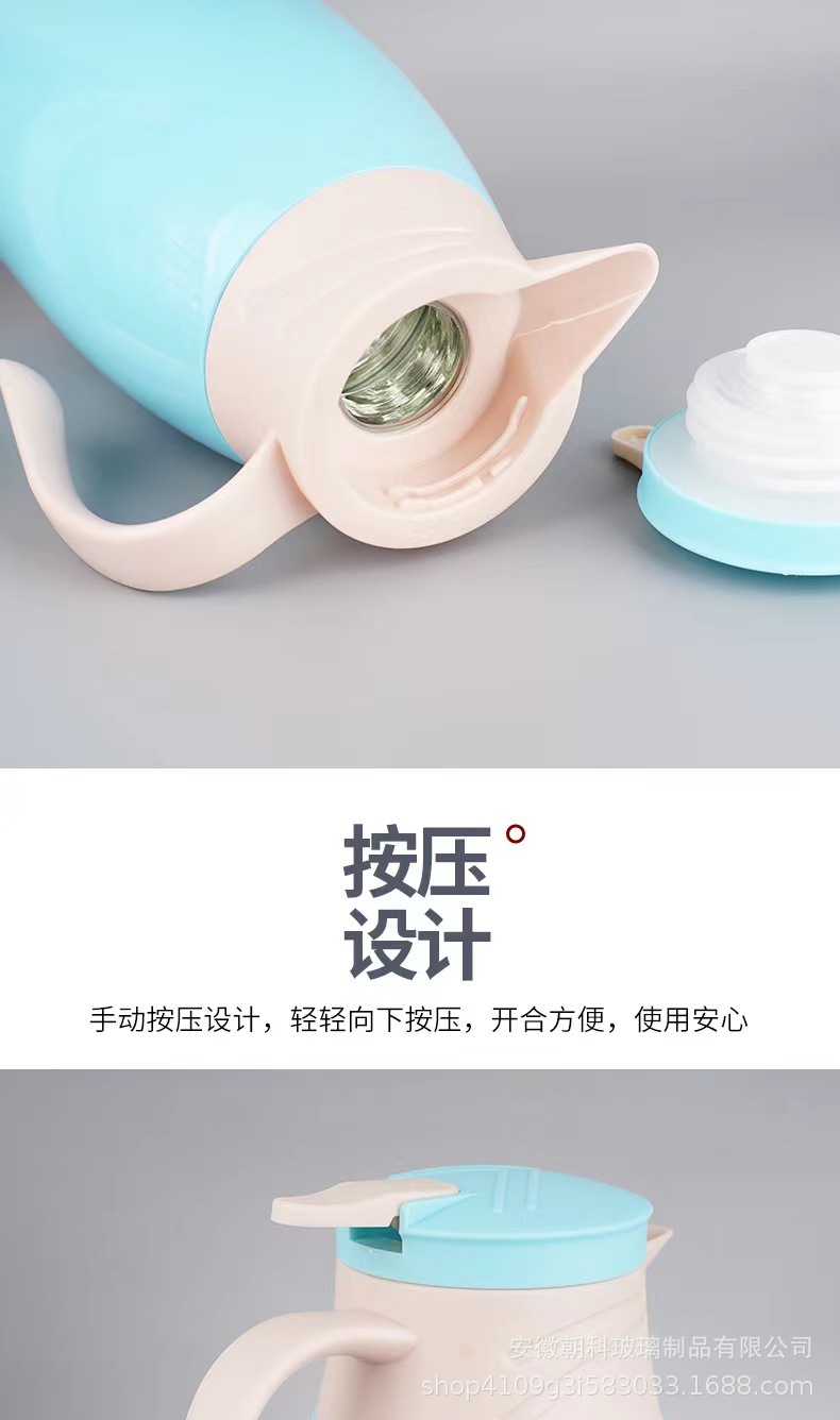 New European-style large-capacity vacuum glass inner liner insulated kettle, thermos flask, activity gift kettle, 1 liter, printed logo pic 6