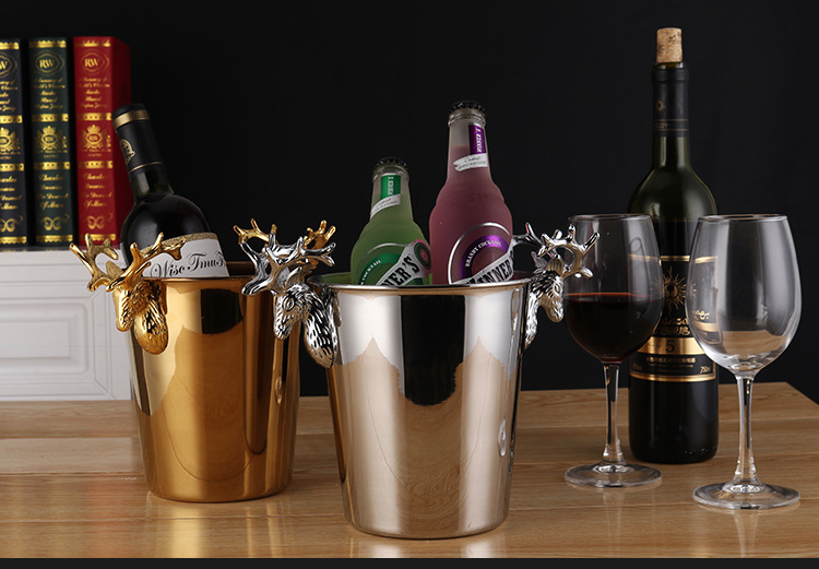 Creative antler stainless steel ice bucket, ice cube bucket, ice granule bucket, champagne bucket, beer and wine bucket for merchants pic 1