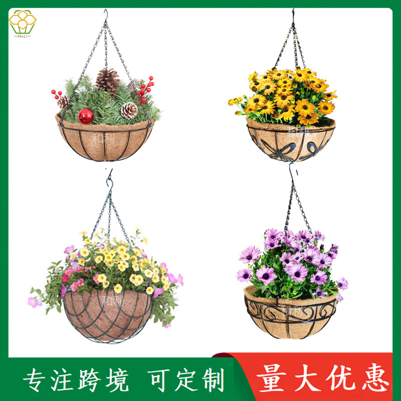 Circular flower pot hanging rack, ironwork guardrail, flower pot hanging rack, balcony hanging flower pot rack, railing rack pic 8