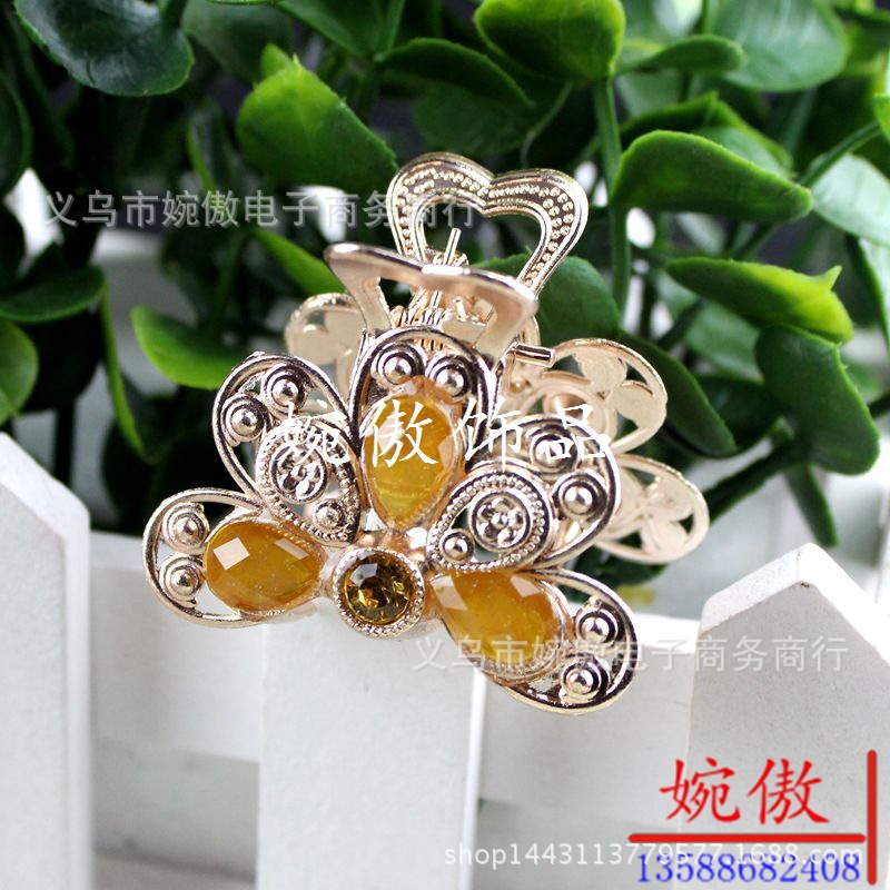 Alloy diamond-encrusted small claw clips, grab clips, hair clips, gold and silver, Yiwu two-yuan store small commodity headwear wholesale pic 48