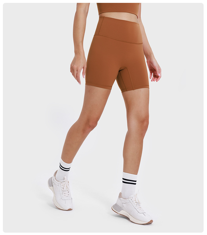 New nude-feel, no-embarrassment line solid color yoga shorts, double-sided brushed tight elastic sports and fitness three-inch pants for women pic 21