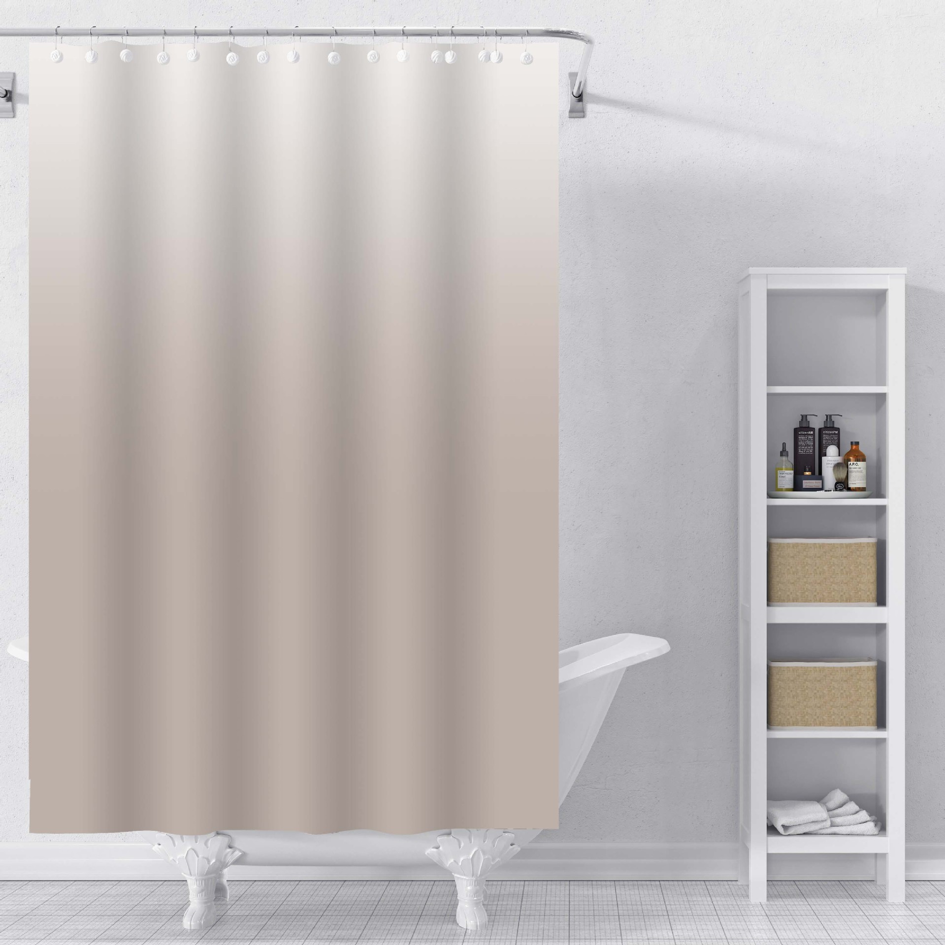 现货渐变PEVA浴帘防水易清洗浴帘新款创意卫生间装饰隔断帘免打孔详情1