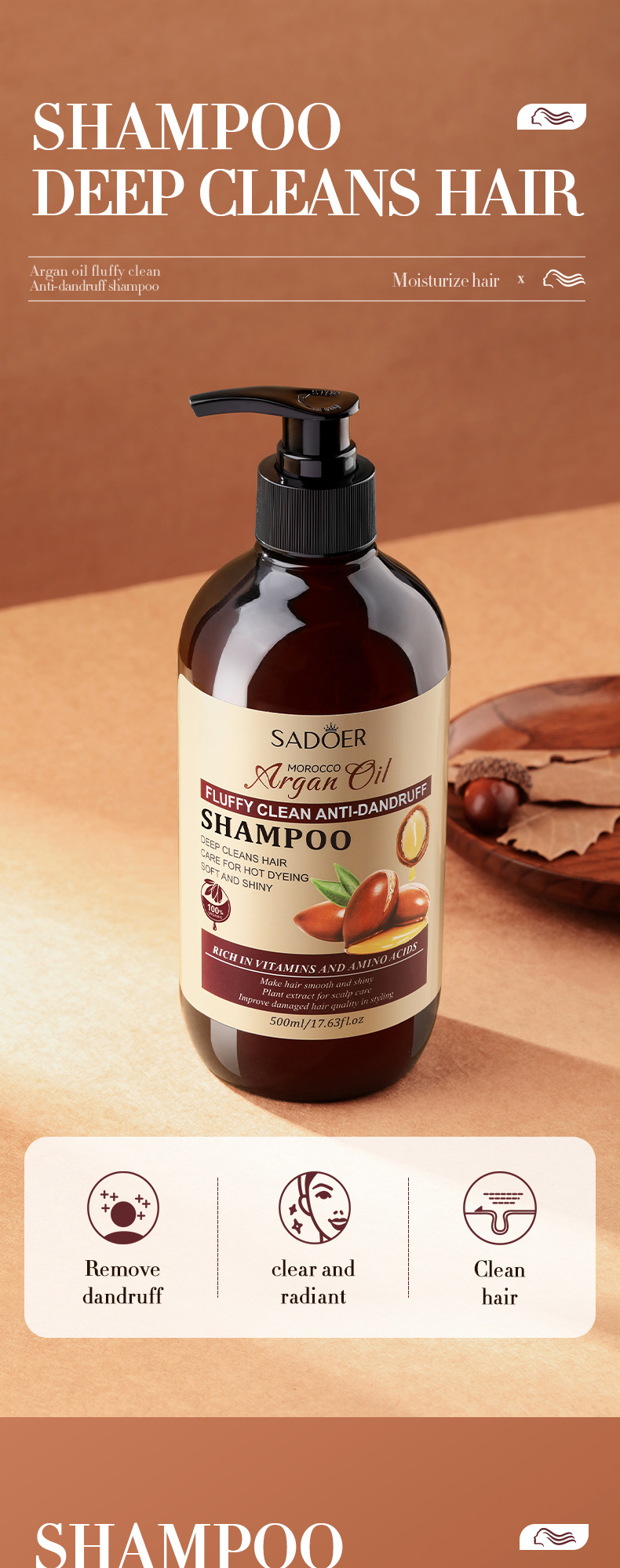 SADOER, an all-English nut oil shampoo, is gentle, cleansing, fluffy, refreshing, moisturizing and softening. It is suitable for cross-border trade pic 1