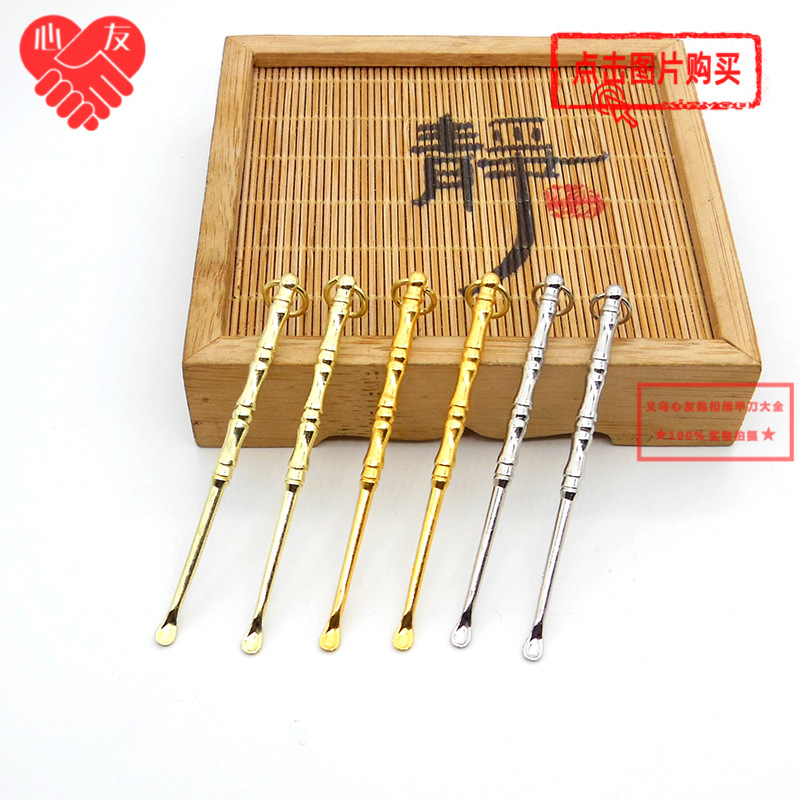 Brass toothpick ear spoons, pure copper multi-functional ear scoops, hot sales at popular street stalls, bamboo joint ear scoops, rakes in stock in Yiwu pic 10