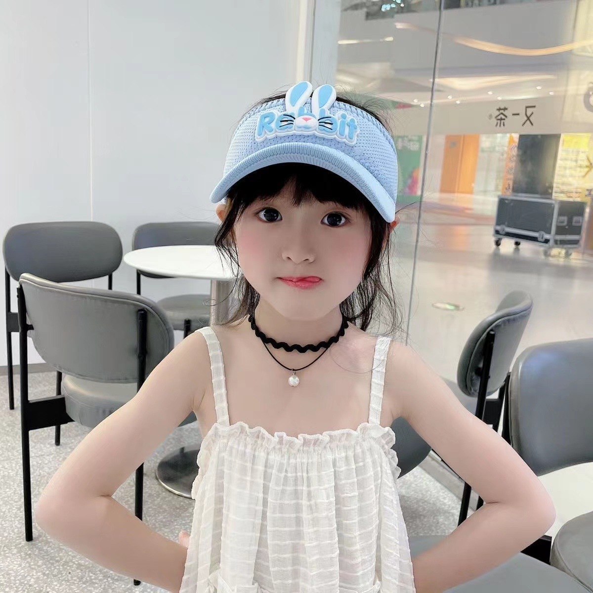 儿童防晒帽夏季鸭舌遮阳帽空顶帽男女童防紫外线防晒详情6