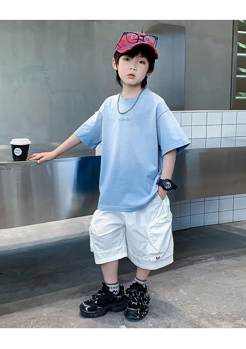 Summer dopamine-gradient short-sleeved T-shirt for boys 2025 New style summer half-sleeved ice-feel top for teenagers and children pic 13