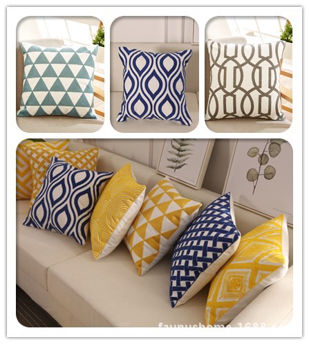 北欧简约几何线条沙发抱枕办公室棉麻刺绣靠垫外销亚马逊枕套详情14
