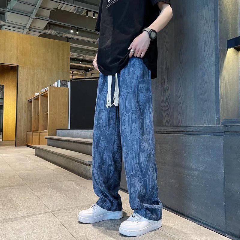 跨境灯芯绒裤子男满印高街痞帅ins休闲长裤潮流宽松阔腿裤港风详情17