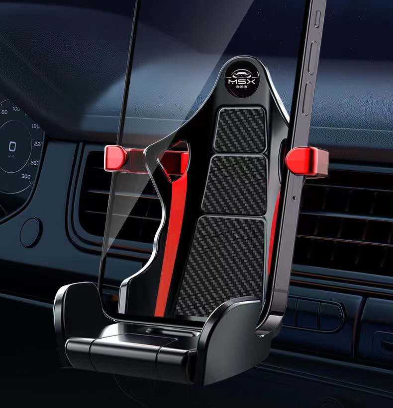 升级版车载手机支架出风口倒挂钩自动夹紧稳固汽车导航支架车用手机支架便携重力手机支架详情3