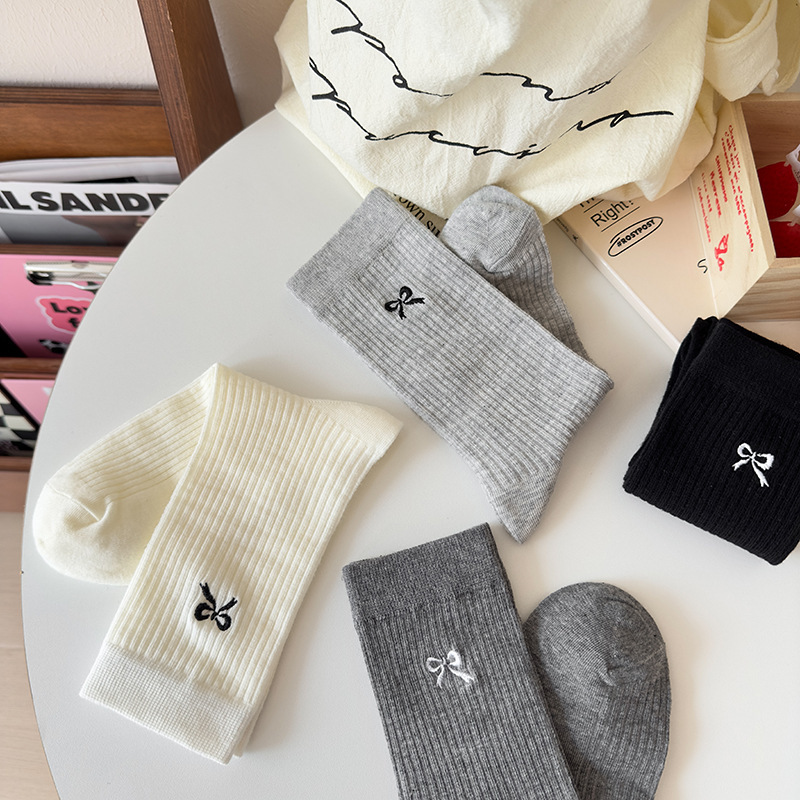 女中筒袜春夏袜子女堆堆袜纯棉条纹袜学院风拉拉袜长筒袜白色袜女详情46