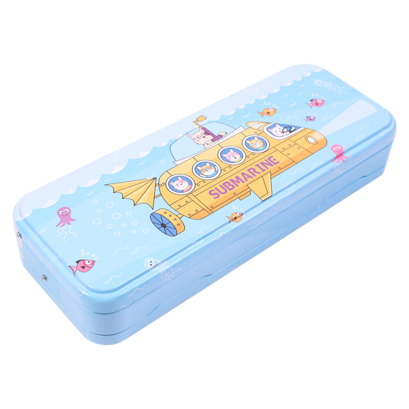 B-579-25 Little Lingjing Cartoon Three-layer large-capacity iron buckle tin pen case, a simple and popular student stationery box and pencil case storage essential pic 18