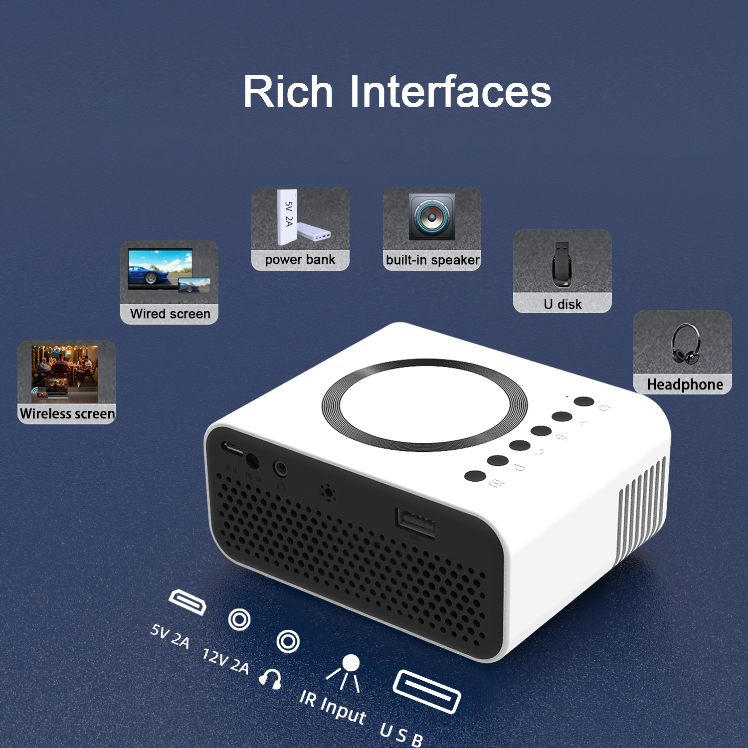 YT300 wireless + wired, YT500 mobile phone wifi dual-screen projector, home mini projector, mini home convenience pic 4