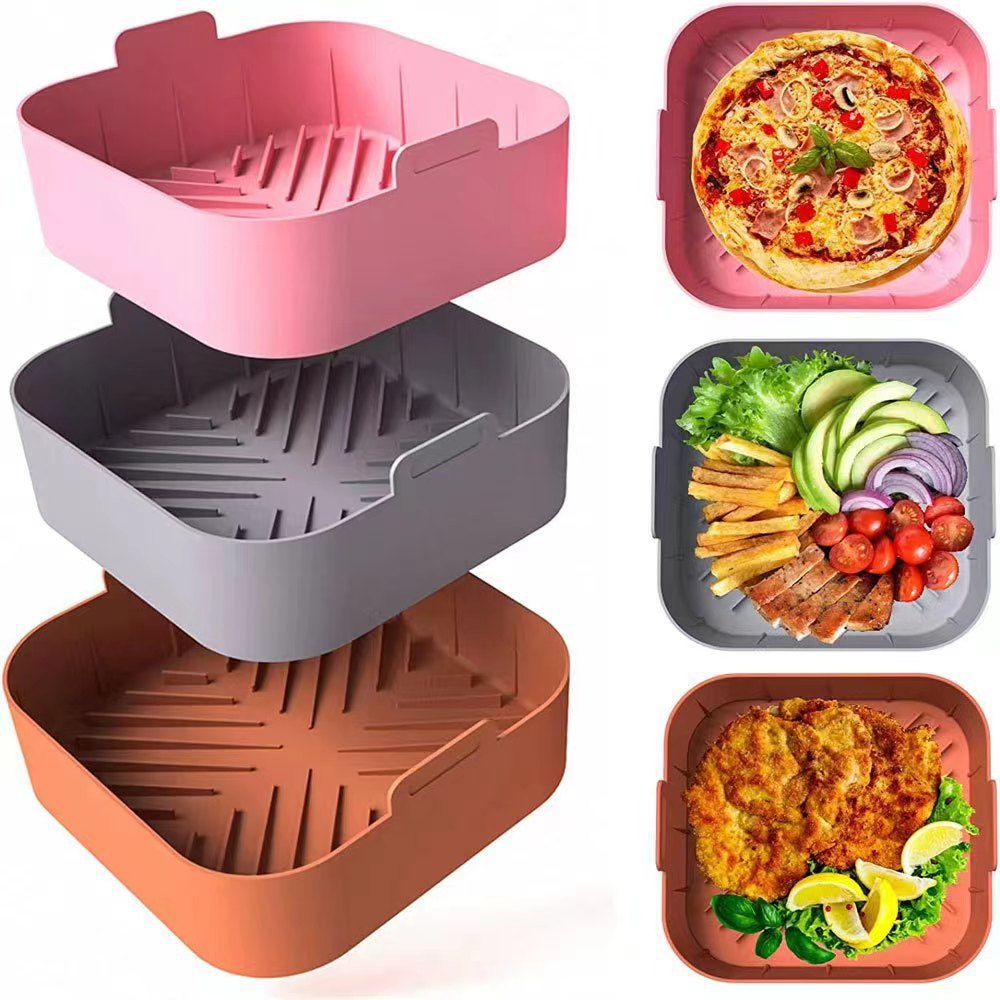 Air Fryer 空气炸锅方形硅胶烤盘食品级可重复使用硅胶空气炸锅篮详情1