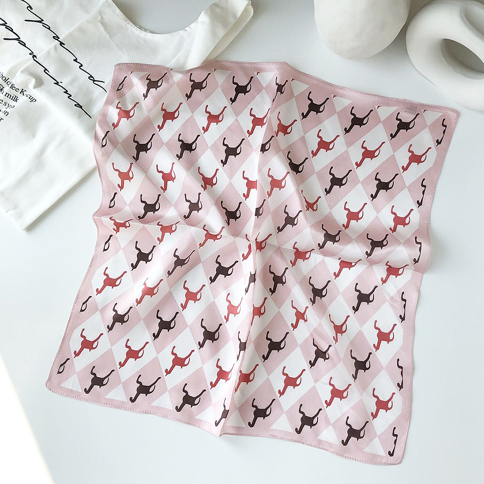 Wholesale silk scarves for overseas gifts and return gifts, cross-border silk autumn and winter decorative plain crepe satin 53cm floral neckerchiefs, small square scarves pic 39