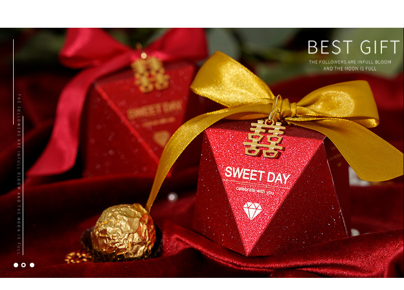 New Chinese-style wedding gift box, wedding candy box, star anise engagement souvenir packaging box, red wedding candy box pic 9