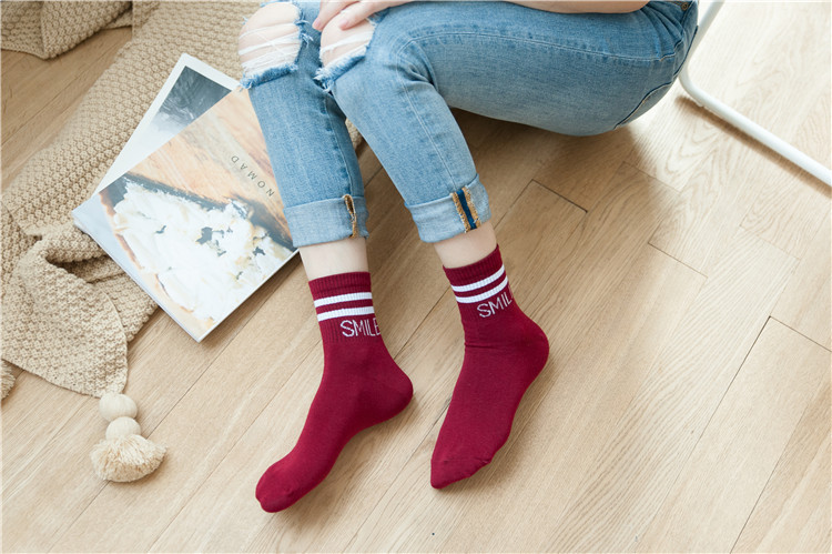 Sock stall, one-piece consignment, women's spring and summer mid-calf socks, letter stripes, trendy women's student socks, British college style long calf socks wholesale, one-piece consignment pic 9